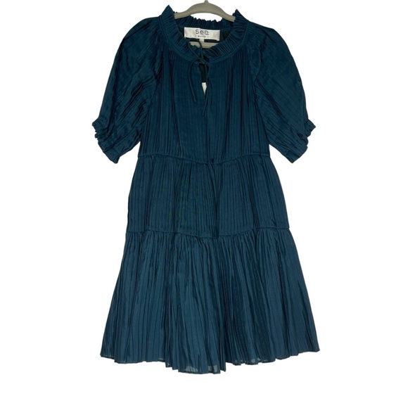 Sea New York Green Puff Sleeve Tiered Pleated Dress size 3-5yrs - Picture 2 of 6